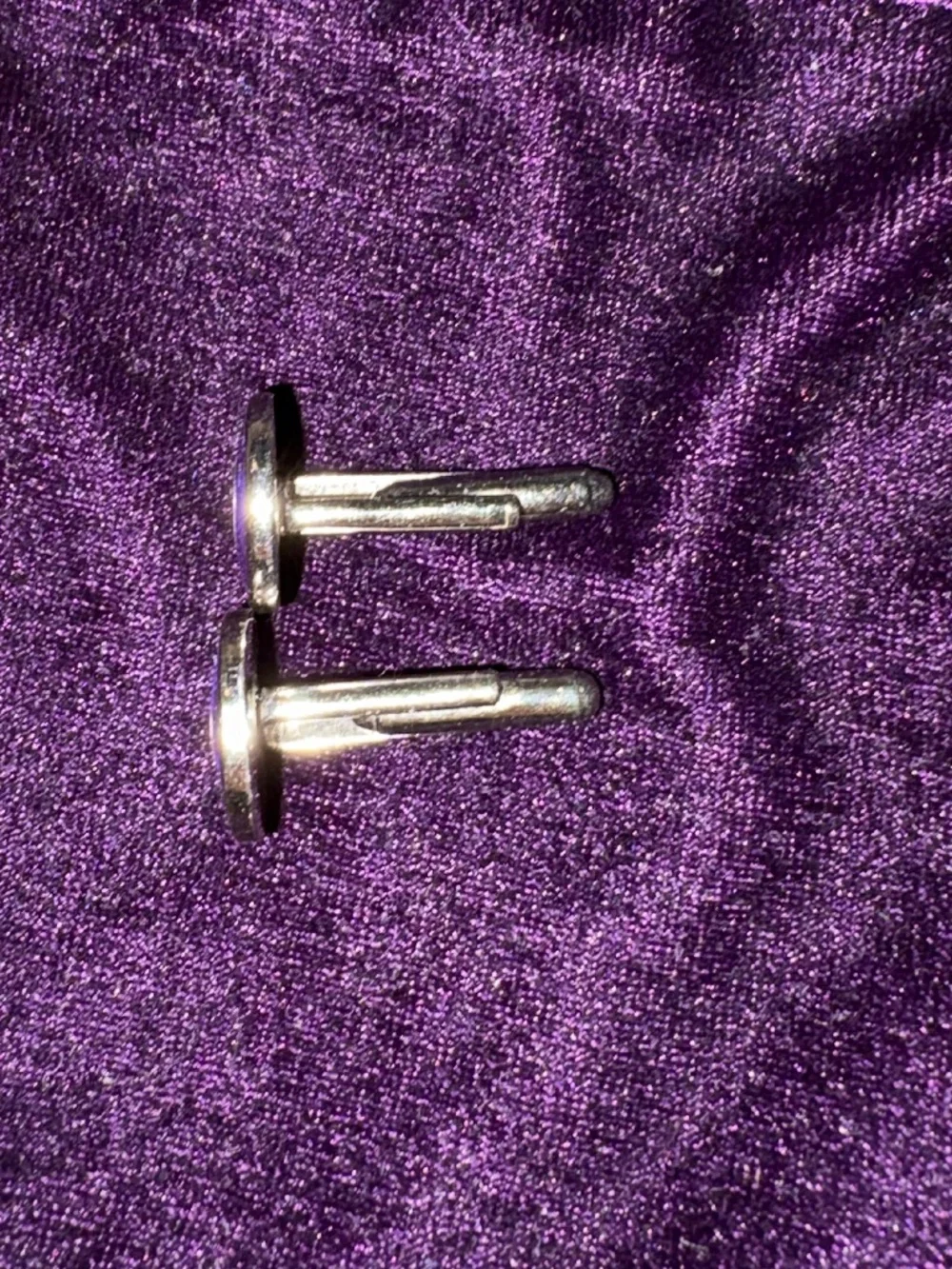 Vintage Silver-Toned Metal Base Two-Tone Purple Handcrafted Enamel Cufflinks